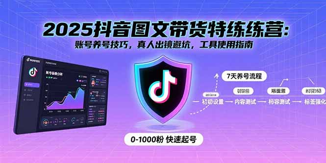 2025抖音图文带货特练营：账号养号技巧，真人出镜避坑，工具使用指南-九天资源站