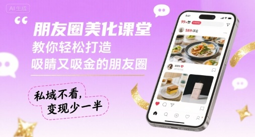 朋友圈美化课堂，教你轻松打造，吸睛又吸金的朋友圈，私域不看，变现少一半-九天资源站