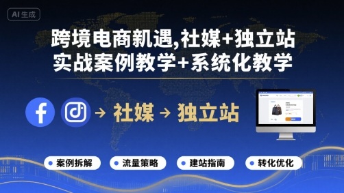 跨境电商新机遇，社媒+独立站，实战案例教学+系统化教学-九天资源站