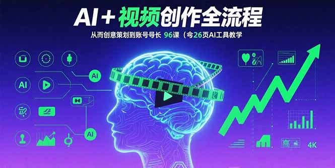 AI+短视频创作全流程：从创意策划到账号增长，96节课(含26项AI工具教学-九天资源站