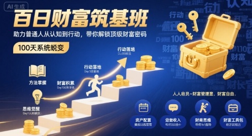 百日财富筑基班，助力普通人从认知到行动，带你解锁顶级财富密码-九天资源站