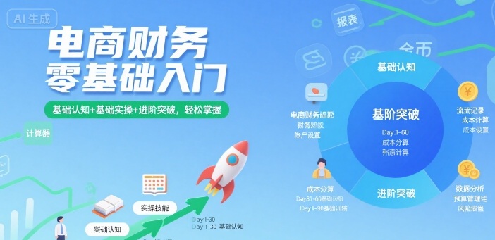电商财务零基础入门，基础认知+基础实操+进阶突破，轻松掌握-九天资源站
