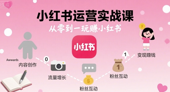 小红书运营实战课，从零到一玩賺小红书-九天资源站