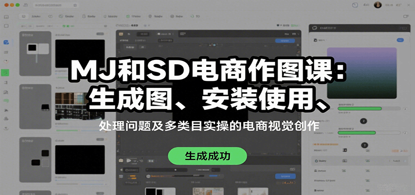 MJ和SD电商作图课：生成图、安装使用、处理问题及多类目实操的电商视觉创作-九天资源站