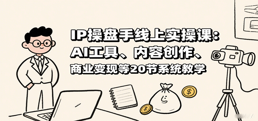 IP操盘手线上实操课：AI工具、内容创作、商业变现等20节系统教学-九天资源站