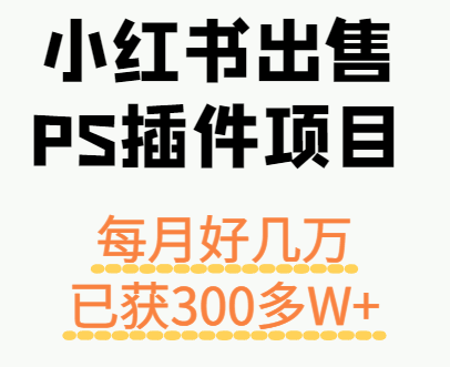 小红书出售PS插件项目，每月都收入好几万，长期操作已获利300多W+-九天资源站