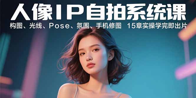 人像IP自拍系统课：构图、光线、Pose、氛围、手机修图 15章实操学完即出片-九天资源站