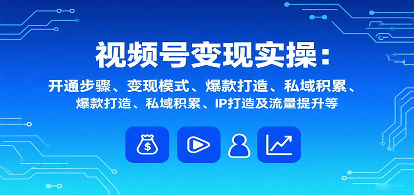 视频号变现实操，含开通步骤、变现模式、爆款打造、私域积累、IP打造及流量提升等-九天资源站