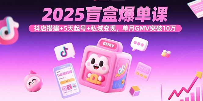 2025盲盒爆单课，抖店搭建+5天起号+私域变现，单月GMV突破10万-九天资源站