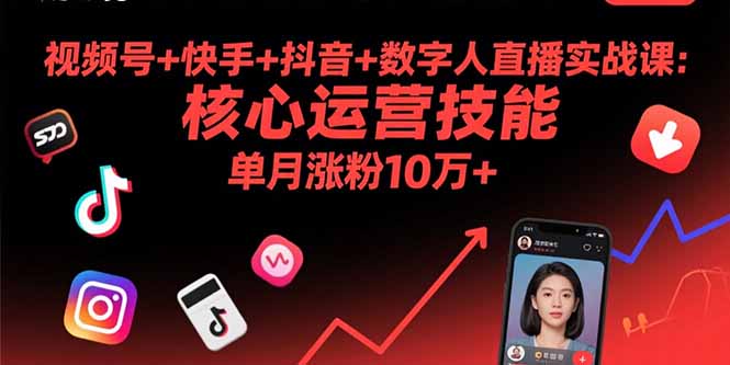 视频号+快手+抖音+数字人直播实战课(9月-九天资源站