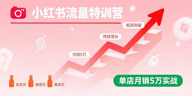 小红书流量特训营：突破流量瓶颈，实现店铺持续增长，单店月销5万实战-九天资源站