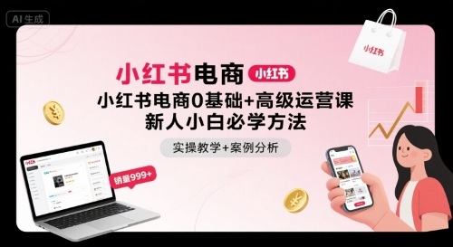 小红书电商0基础+高级运营课，新人小白必学方法，实操教学+案例分析-九天资源站
