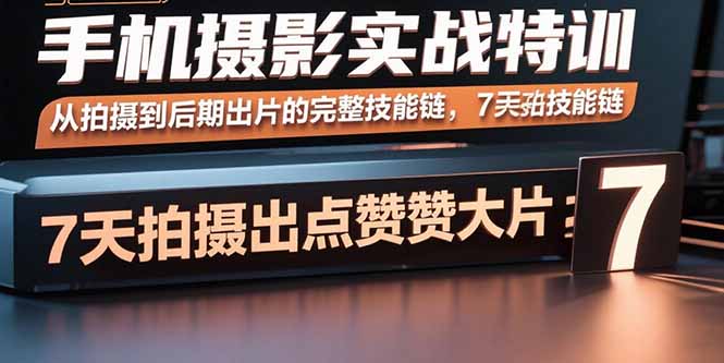 手机摄影实战特训，从拍摄到后期出片的完整技能链，7天拍出点赞大片-九天资源站