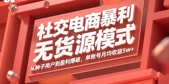 社交电商暴利无货源模式：从种子用户到盈利爆破，单账号月均收益5w+-九天资源站