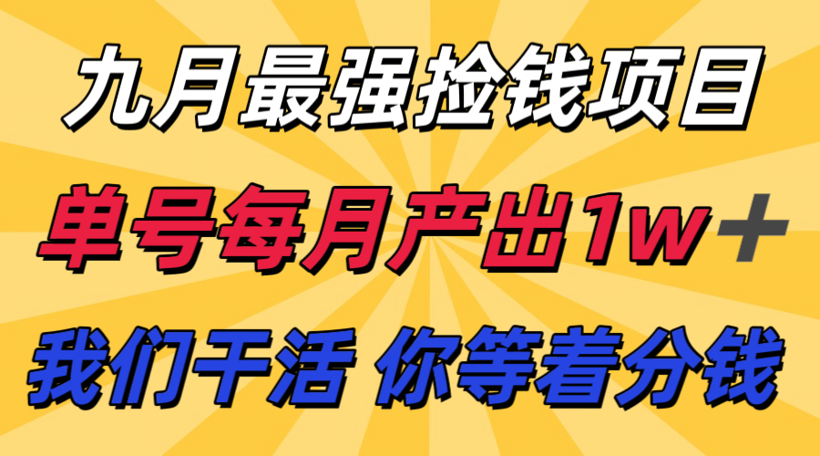 九月最强捡钱项目！ 支付宝分成代运营，我们干活，你分钱！单号月产1w+-九天资源站