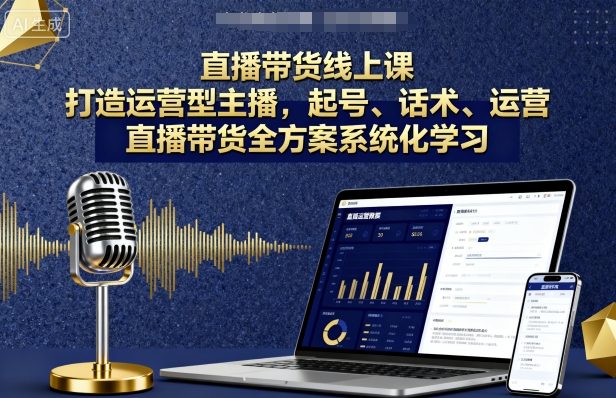 直播带货线上课，打造运营型主播，起号、话术、运营，直播带货全方案系统化学习-九天资源站