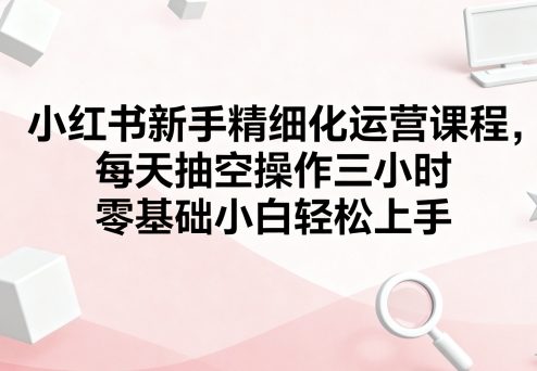 小红书新手精细化运营课程，每天抽空操作三小时，零基础小白轻松上手-九天资源站