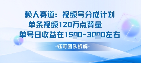 视频号分成计划新赛道玩法，单条收益突破了120W，综合收益在3k上下-九天资源站