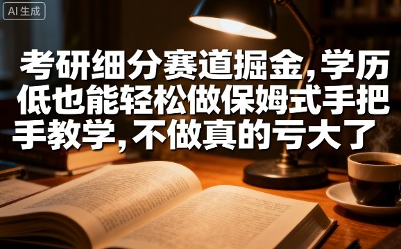 考研细分赛道掘金，日入1k+，学历低也能轻松做保姆式手把手教学，不做真的亏大了【揭秘】-九天资源站