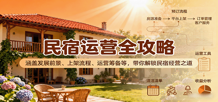 民宿运营全攻略：涵盖发展前景、上架流程、运营筹备等，带你解锁民宿经营之道-九天资源站