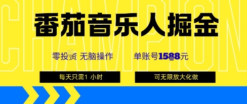 番茄音乐人掘金，单账号最高可撸1k+，可无限矩阵去做，零投入-九天资源站