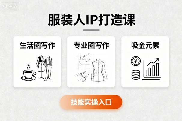 服装人IP打造课，文案创富+生活圈写作+专业圈写作+服装人专属+吸金元素+技能实操-九天资源站