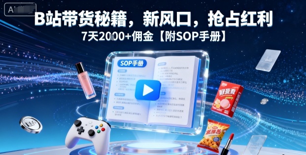 B站带货秘籍，新风口，抢占红利，7天2k+佣金【附SOP手册】-九天资源站