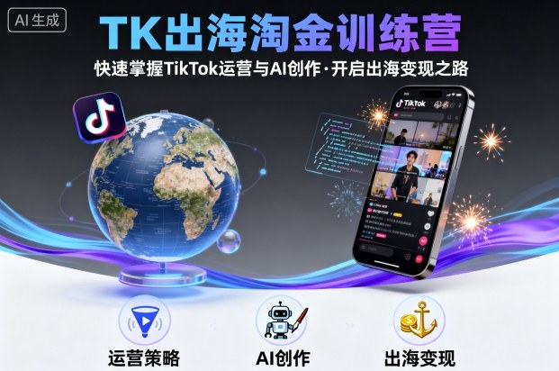 TK出海淘金训练营，助你快速掌握TikTok运营与AI创作，开启出海变现之路-九天资源站
