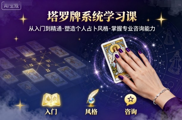 塔罗牌系统学习课，助你从入门到精通，塑造个人占卜风格，掌握专业咨询能力-九天资源站