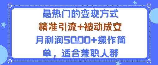 小众赛道玩法：当下最热门的变现方式，精准引流+被动成交月利润5k+操作简单，适合兼职人群-九天资源站