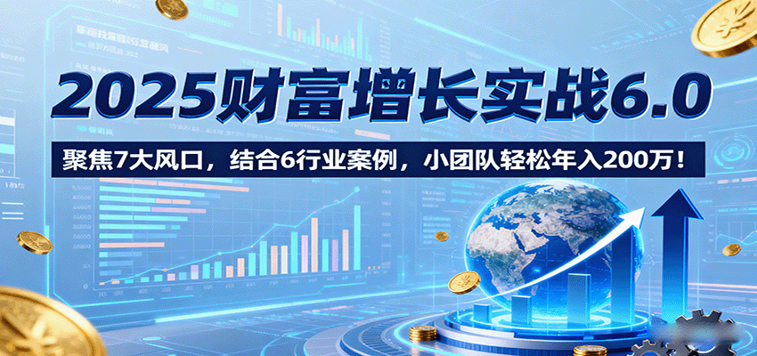 2025财富增长实战6.0，聚焦7大风口，结合6行业案例，小团队轻松年入200万！-九天资源站