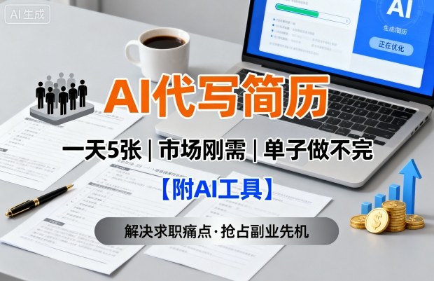 AI代写简历，一天5张，今年找工作难，市场刚需，单子做不完【附AI工具】-九天资源站