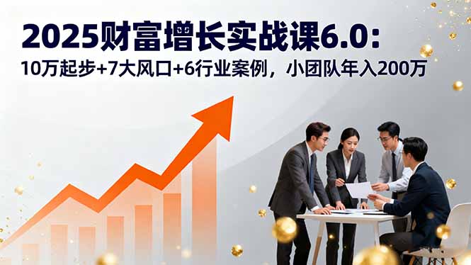 2025财富增长实战课6.0：10万起步+7大风口+6行业案例，小团队年入200万-九天资源站