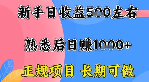 全年可变现项目，收益高无门槛，正规项目，长期可做，一天收益1k+一台电脑在家创业【揭秘】-九天资源站
