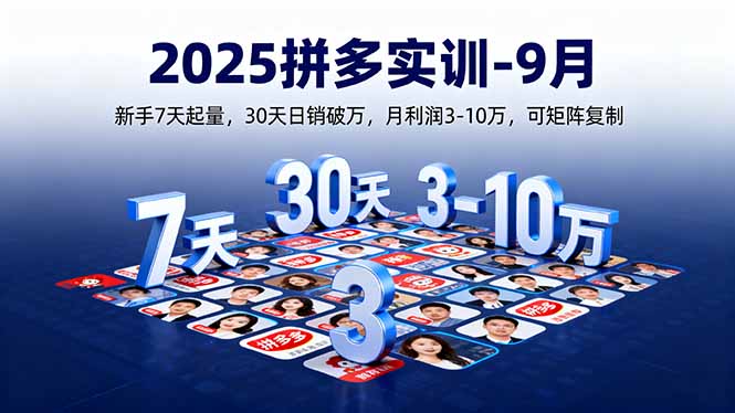 2025拼多多实训-9月：新手7天起量,30天日销破万,月利润3-10万,可矩阵复制-九天资源站