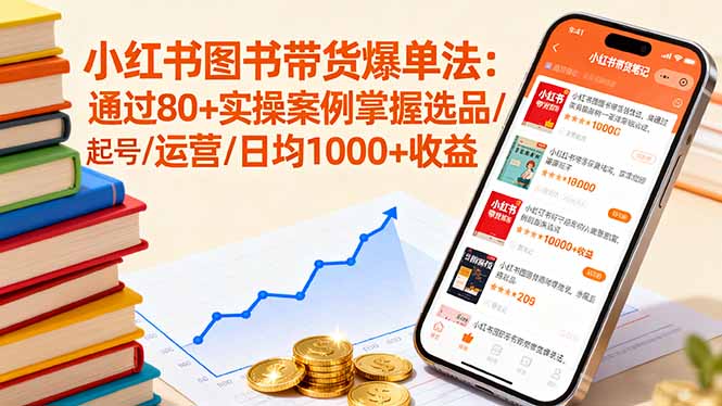 小红书图书带货爆单法：通过80+实操案例掌握选品/起号/运营/日均1000+收益-九天资源站