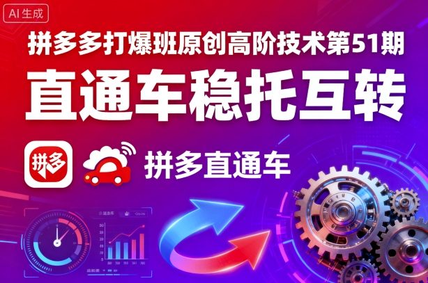 拼多多打爆班原创高阶技术第51期，直通车稳托互转-九天资源站
