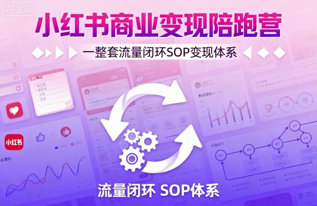 小红书商业变现陪跑营，轻IP矩阵 私域获客 聚光投流，一整套流量闭环SOP变现体系-九天资源站