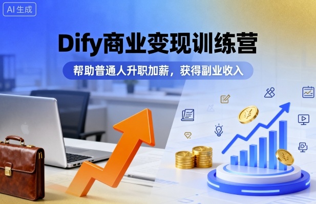 Dify商业变现训练营，帮助普通人升职加薪，获得副业收入-九天资源站