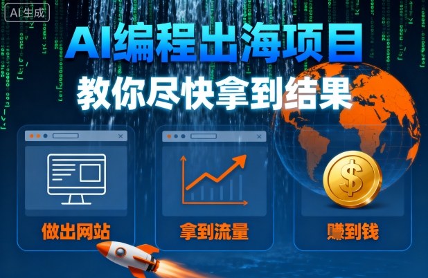AI编程出海项目，教你尽快拿到结果-做出网站、拿到流量、賺到钱-九天资源站
