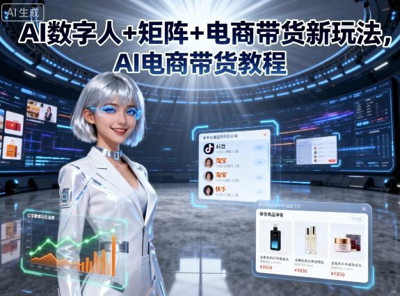 AI数字人+矩阵+电商带货新玩法，AI电商带货教程-九天资源站