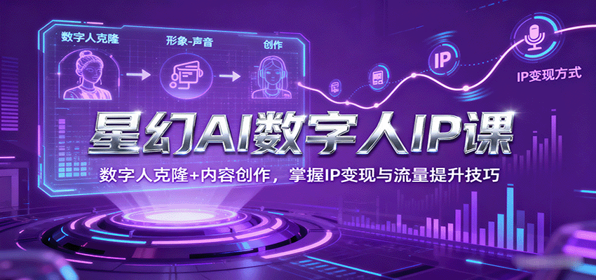 星幻AI数字人IP课，数字人克隆+内容创作，掌握IP变现与流量提升技巧-九天资源站