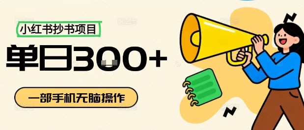 小红书抄书项目，无脑操作，一天3张-九天资源站