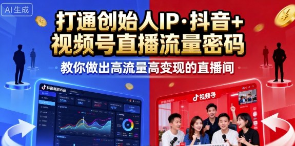 25年直播9-10两期线下课，打通创始人IP，抖音+视频号直播流量密码，教你做出高流量高变现的直播间-九天资源站