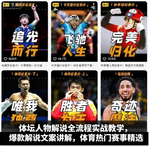 体坛人物解说全流程实战教学，爆款解说文案讲解，体育热门赛事精选-九天资源站