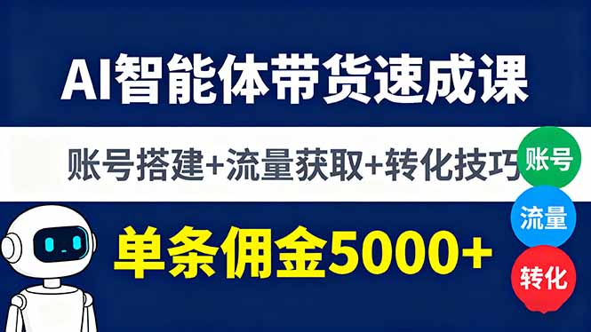 AI智能体带货速成课，账号搭建+流量获取+转化技巧，单条佣金5000+-九天资源站