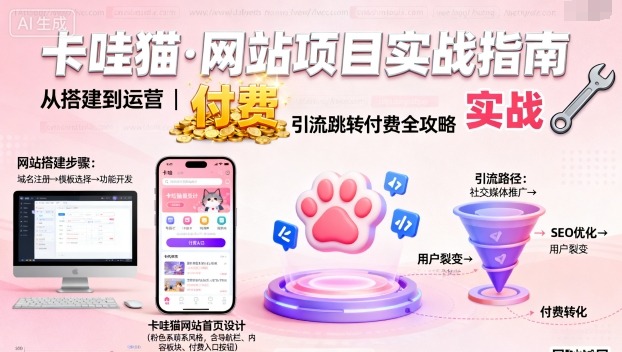 卡哇猫·网站项目，网站搭建与运营以及引流跳转付费-九天资源站