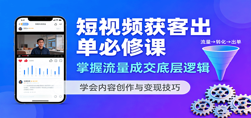 短视频获客出单必修课：掌握流量成交底层逻辑，学会内容创作与变现技巧-九天资源站