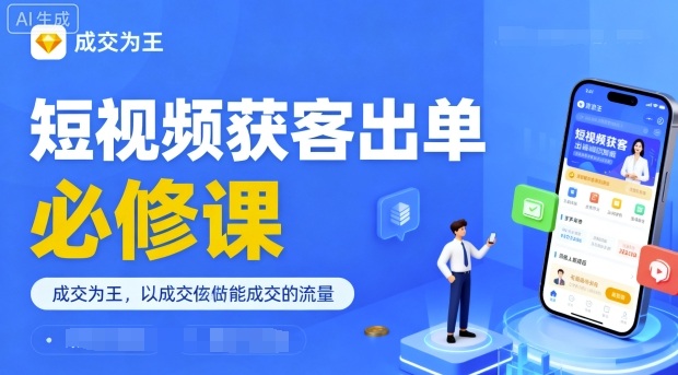 短视频获客出单必修课，成交为王，以成交为导向，直接做能成交的流量-九天资源站