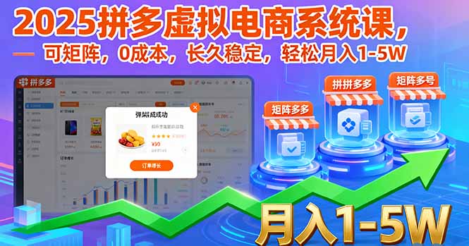 2025拼多多虚拟电商系统课，可矩阵，0成本，长久稳定，轻松月入1-5W-九天资源站